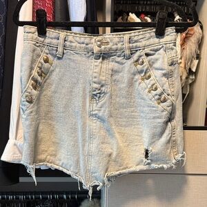 X2 Light Blue Jean Shorts with Button Accents